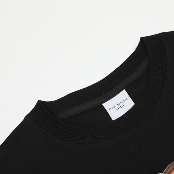 Black Short-Sleeved T-Shirt For Little Girls With Acme De La Vie Print - Picture 5 of 5